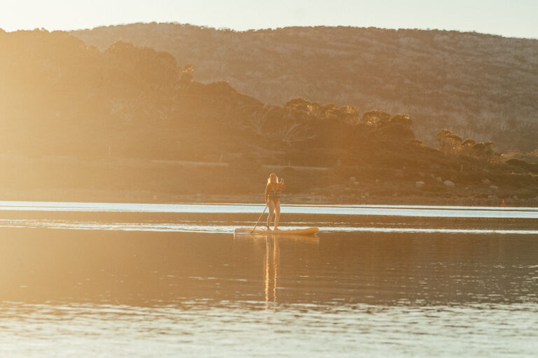Sunrise paddleboarding on Rocky Valley Lake