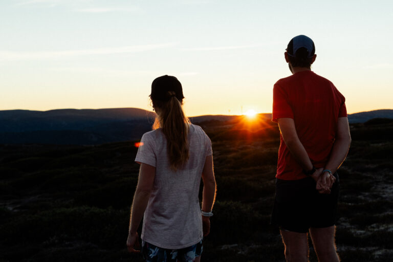 Trail running at sunrise near Falls Creek